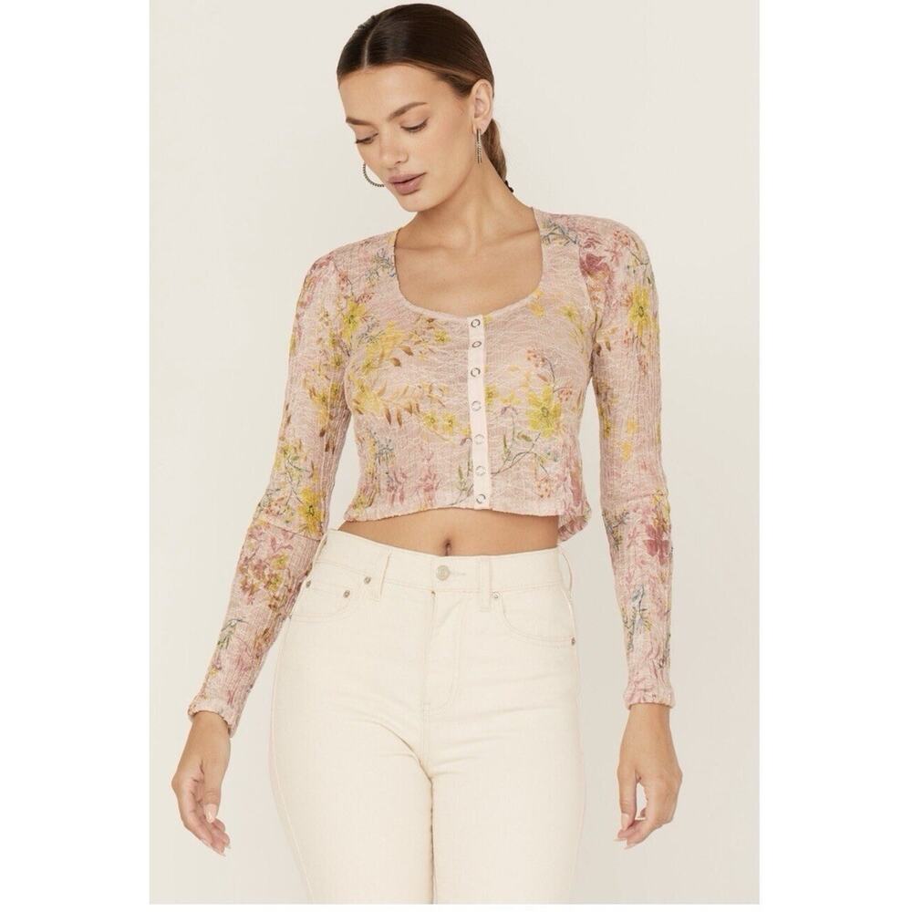 We the Free Angelina Light Floral Crop Top Cottagecore Boho NEW Womens Small